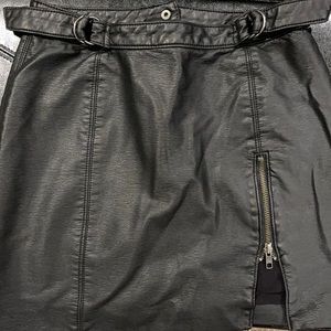 Free People faux leather black mini skirt